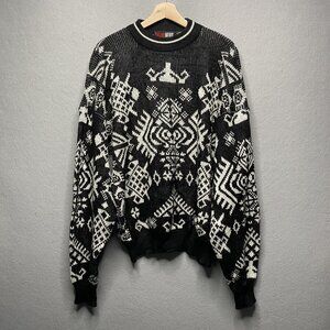 Vintage Todays News Black & White Southwestern Acrylic Sweater L